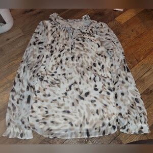 Bar III Animal Print Blouse - Black and Cream